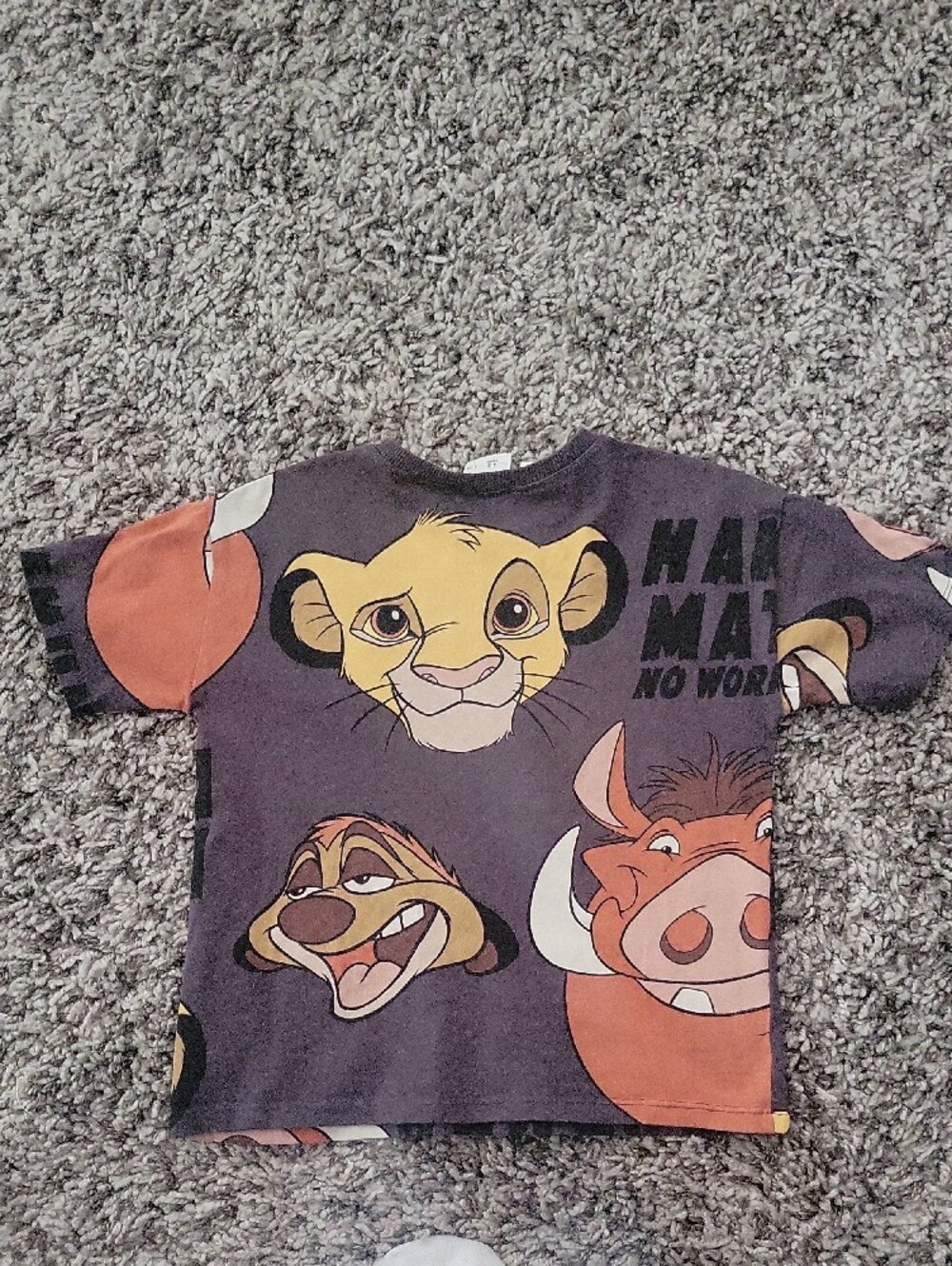Zara Gray Lion King Graphic Tee with Orange and Yellow Characters